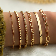 Europe and The United States Cross-border Bohemian Minimalist Jewelry Metal Chain Women's Set 6 Multi-layer Chain Simple Bracelet