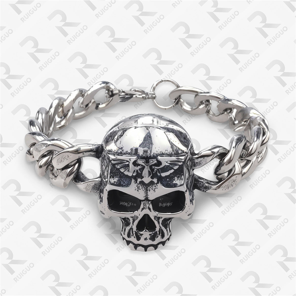 Amazon Vintage Celtic Knot Skull Stainless Steel Cuban Bracelet Cross Punk Men's Jewelry, Popular