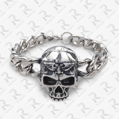 Amazon Vintage Celtic Knot Skull Stainless Steel Cuban Bracelet Cross Punk Men's Jewelry, Popular