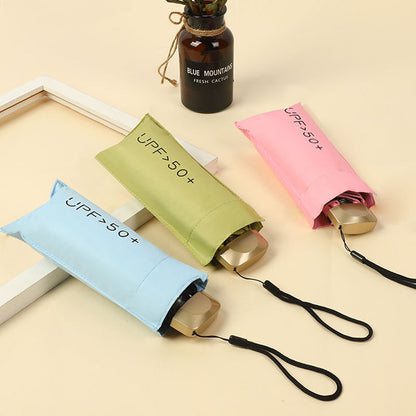 Upf50 + Flat 50% Umbrella Uv Sun Umbrella Ultra-light Small Folding Vinyl Umbrella Sunshade Anti-ultraviolet Umbrella Wholesale