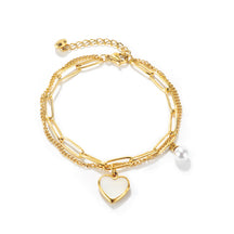 Jewelry Fashion Niche Design Cold Wind Personality Double Temperament Versatile Peach Heart Pearl Stainless Steel Bracelet