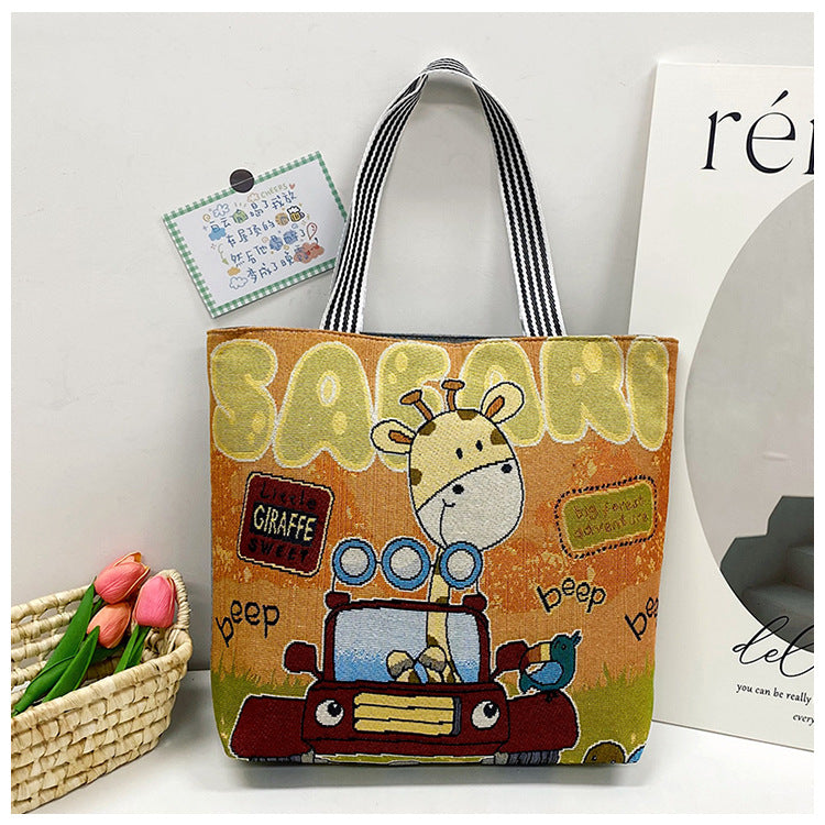 Foreign Trade Ethnic Style Retro Portable Canvas Bag Large Embroidery Shopping Fashion Shoulder Women's Bag New Matai Tote Bag