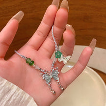 Korean New Pearl Butterfly Necklace Women's High-end Light Luxury Niche Versatile Sweater Chain Autumn and Winter Popular Accessories