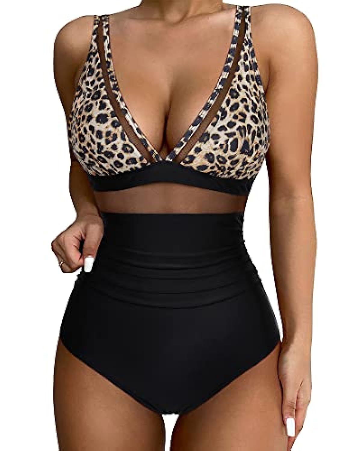 New European and American Foreign Trade Cross-border High-waisted One-piece Swimsuit Women's Tight and Sexy Amazon Hollow Popular Spot Swimsuit