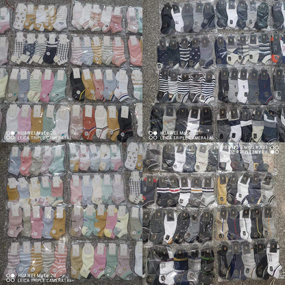 Socks Women's Foreign Trade Inventory Boat Socks Wholesale Stall Supply Miscellaneous Blind Box Medium Tube Men's Socks Summer Thin Short Socks Tide