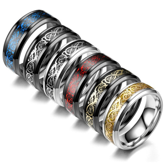 Popular Jewelry, Dragon Pattern Ring, Trendy Versatile Titanium Steel Ring, Wholesale of European and American Fashion Men's Ring