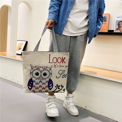 Foreign Trade Ethnic Style Retro Portable Canvas Bag Large Embroidery Shopping Fashion Shoulder Women's Bag New Matai Tote Bag