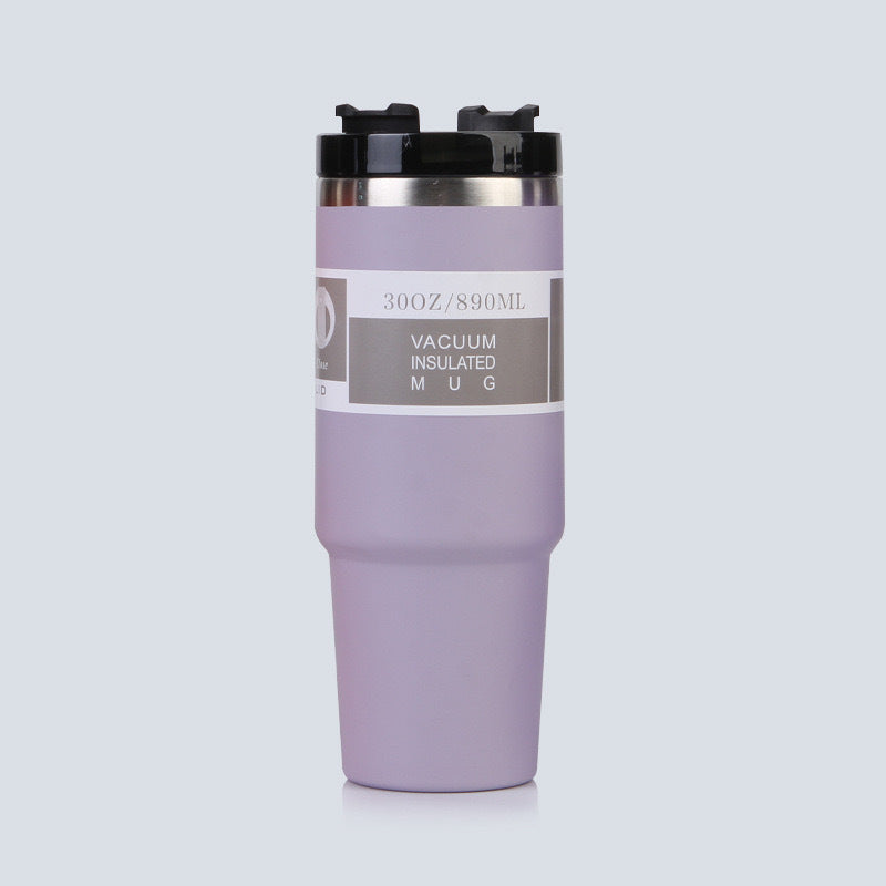 Car Cup 30oz Bingba Cup 304 Stainless Steel Thermos Cup Double Drinking Straw Cup Car Thermal Insulation Cold Cup