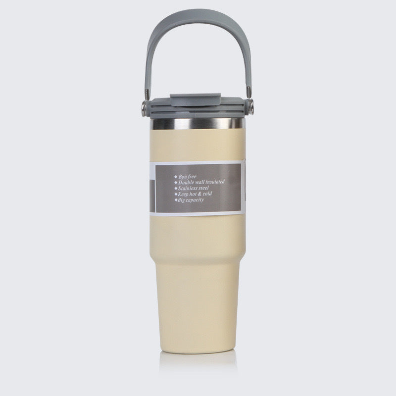 Car Cup 30oz Bingba Cup 304 Stainless Steel Thermos Cup Double Drinking Straw Cup Car Thermal Insulation Cold Cup