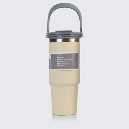 Car Cup 30oz Bingba Cup 304 Stainless Steel Thermos Cup Double Drinking Straw Cup Car Thermal Insulation Cold Cup