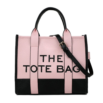 Foreign Trade Cross-border Double-color PU Letter Tote Bag, Fashionable and Versatile Women's Shoulder Messenger Bag Going Out Handbag