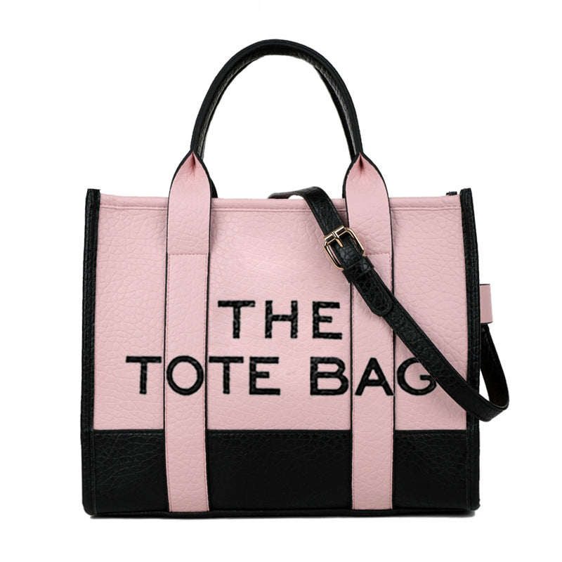 Foreign Trade Cross-border Double-color PU Letter Tote Bag, Fashionable and Versatile Women's Shoulder Messenger Bag Going Out Handbag