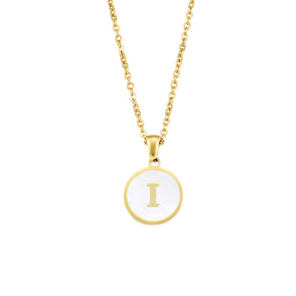 Foreign Trade Hot-selling Ins Wind Simple Alloy, English Letter Necklace Pendant Round Item Pendant 26 Letter Necklace
