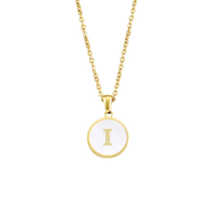 Foreign Trade Hot-selling Ins Wind Simple Alloy, English Letter Necklace Pendant Round Item Pendant 26 Letter Necklace