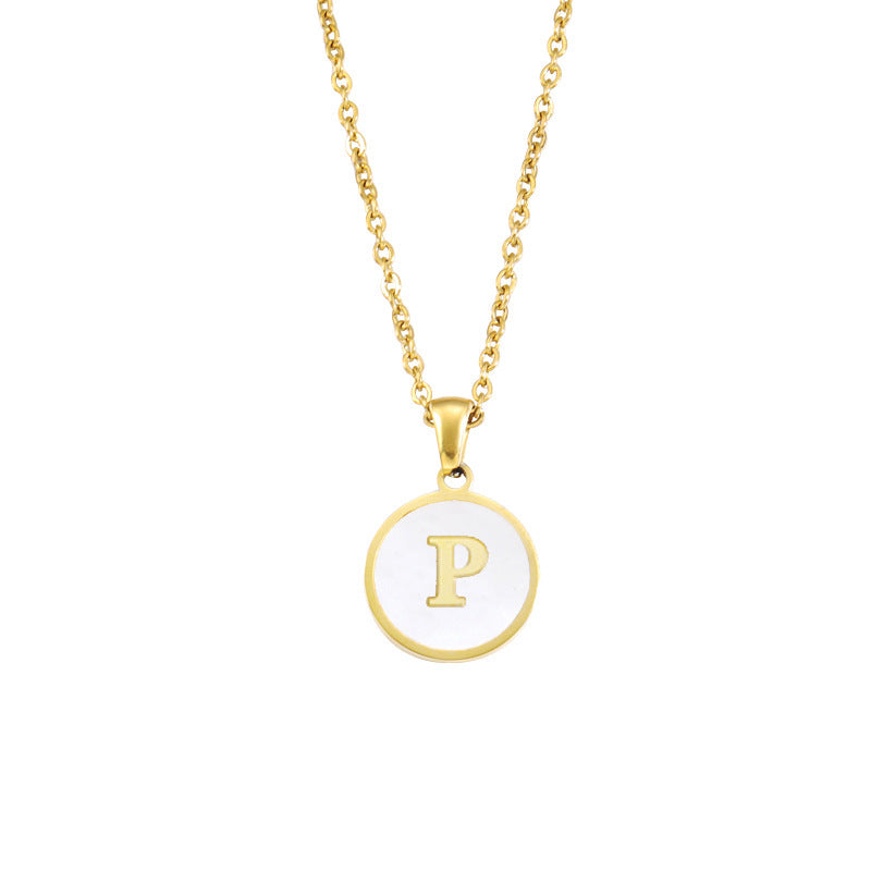 Foreign Trade Hot-selling Ins Wind Simple Alloy, English Letter Necklace Pendant Round Item Pendant 26 Letter Necklace