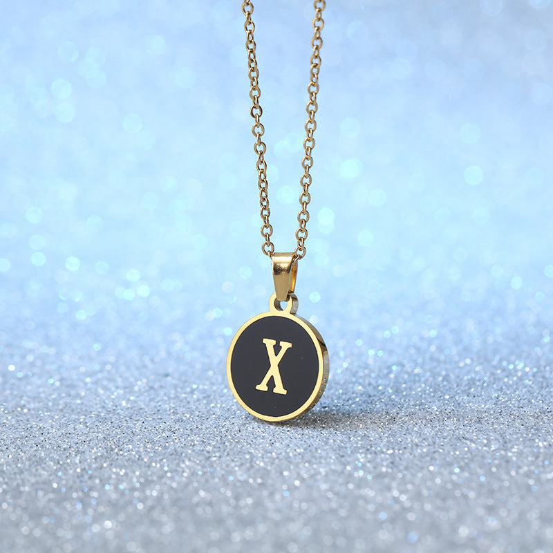 Foreign Trade Hot-selling Ins Wind Simple Alloy, English Letter Necklace Pendant Round Item Pendant 26 Letter Necklace