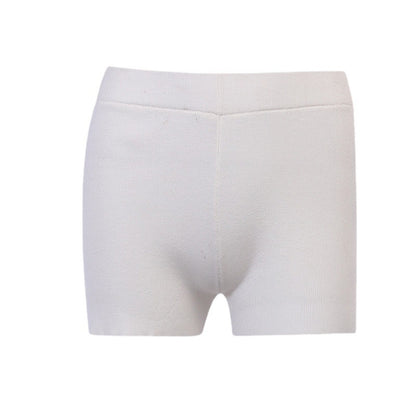 European and American Foreign Trade Solid Color Knitted Shorts Women's Spring and Summer Street Hipster Style Flat Angle Bottoming Straight Boxer Shorts