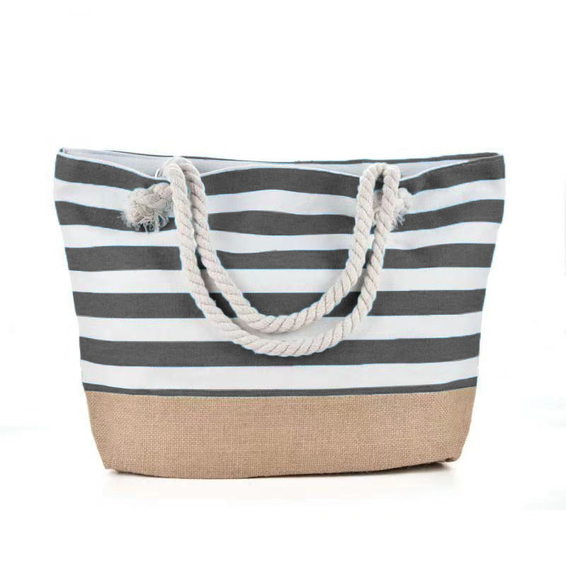 New Cross-border Beach Bag Striped, Foreign Trade Leisure Bag Amazon Armpit Bag Women's Shoulder Bag Women's Canvas Bag