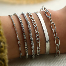 Europe and The United States Cross-border Bohemian Minimalist Jewelry Metal Chain Women's Set 6 Multi-layer Chain Simple Bracelet
