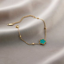 Warm Jian Does Not Fade Cross-border Hot-selling Titanium Steel Bracelet Women's Five-leaf Clover with Diamonds Ins Wind Personality 18K Vacuum Plating