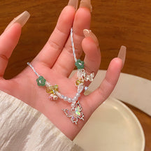 Korean New Pearl Butterfly Necklace Women's High-end Light Luxury Niche Versatile Sweater Chain Autumn and Winter Popular Accessories