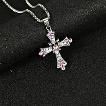 Hip Hop Necklace Jewelry Men's Popular Street Cross Personality Bouncing Alloy Pendant Sweater Chain Wholesale