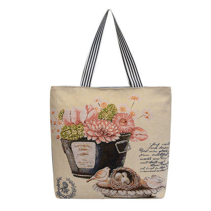 New Gold Silk Single-sided Cloth Bag Foreign Trade Fashion Shoulder Women's Bag Cute Shopping Bag Cross-border Supply Literary Canvas Bag