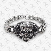 Amazon Vintage Celtic Knot Skull Stainless Steel Cuban Bracelet Cross Punk Men's Jewelry, Popular