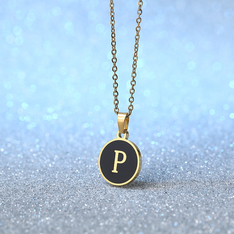 Foreign Trade Hot-selling Ins Wind Simple Alloy, English Letter Necklace Pendant Round Item Pendant 26 Letter Necklace