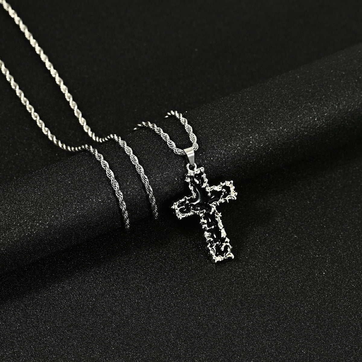 Hip Hop Necklace Jewelry Men's Popular Street Cross Personality Bouncing Alloy Pendant Sweater Chain Wholesale