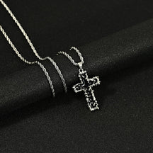 Hip Hop Necklace Jewelry Men's Popular Street Cross Personality Bouncing Alloy Pendant Sweater Chain Wholesale