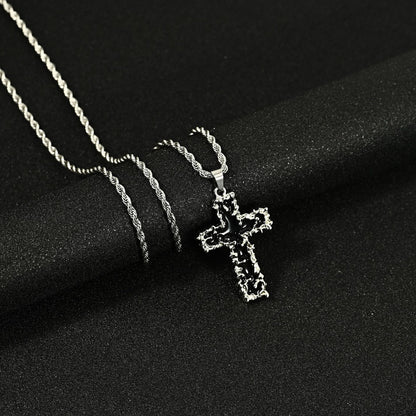 Hip Hop Necklace Jewelry Men's Popular Street Cross Personality Bouncing Alloy Pendant Sweater Chain Wholesale