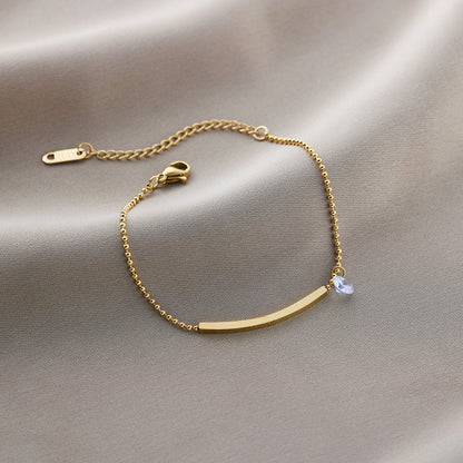 Warm Jian Does Not Fade Cross-border Hot-selling Titanium Steel Bracelet Women's Five-leaf Clover with Diamonds Ins Wind Personality 18K Vacuum Plating