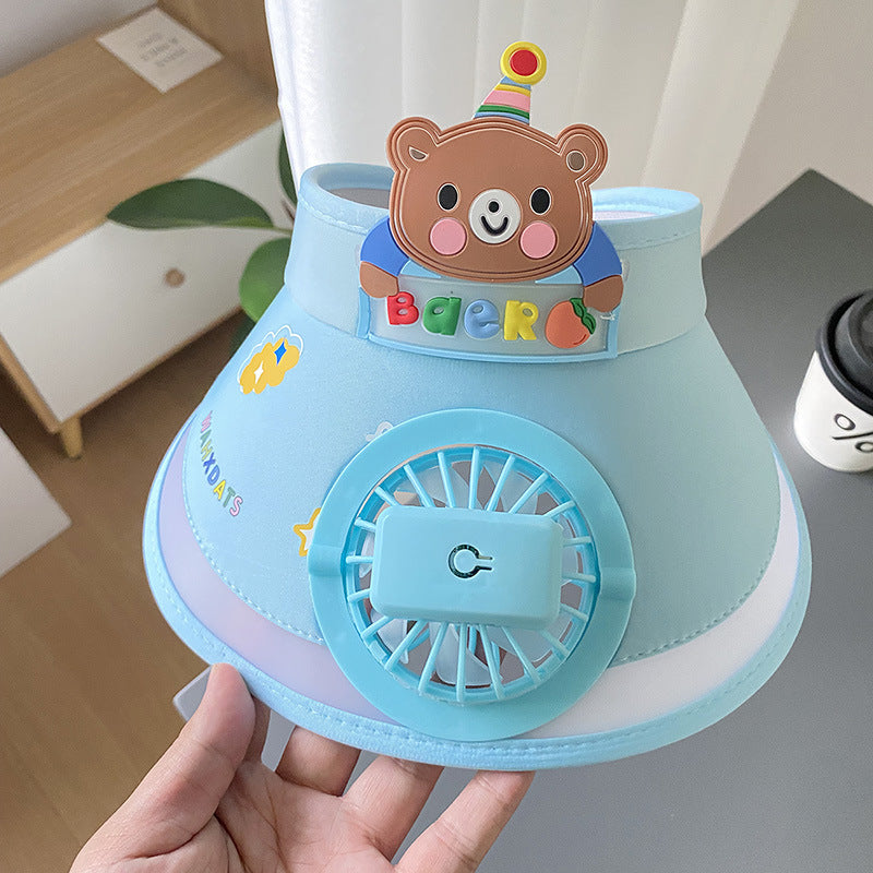 Hot selling Animal Children's Sunscreen Cap Solar Rechargeable Cap New UV Protection Empty Top Sun Hat with Fan