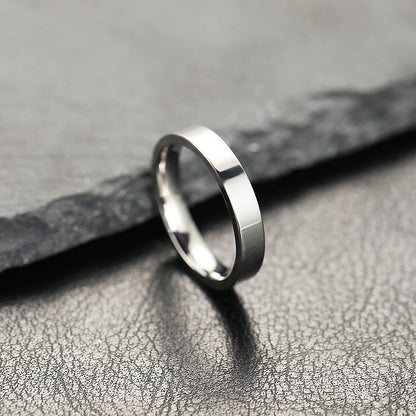 Hot-selling ring women's non-fading niche design 4mm bright surface, plain ring stainless steel jewelry couple ring
