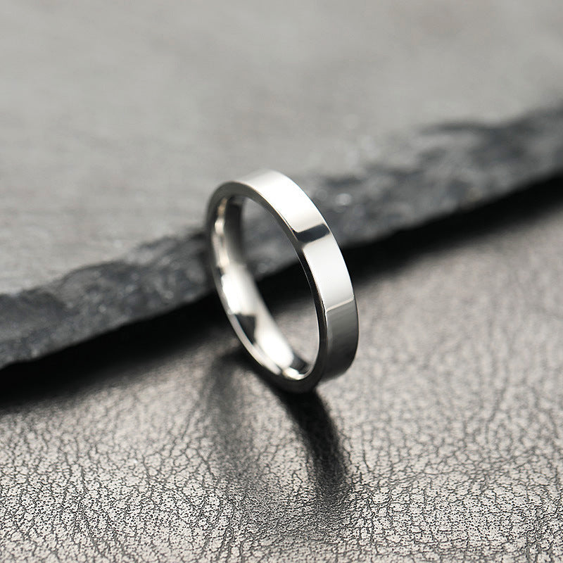 Hot-selling ring women's non-fading niche design 4mm bright surface, plain ring stainless steel jewelry couple ring