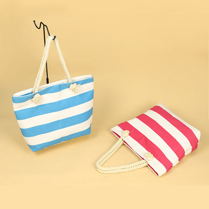 New Cross-border Beach Bag Striped, Foreign Trade Leisure Bag Amazon Armpit Bag Women's Shoulder Bag Women's Canvas Bag