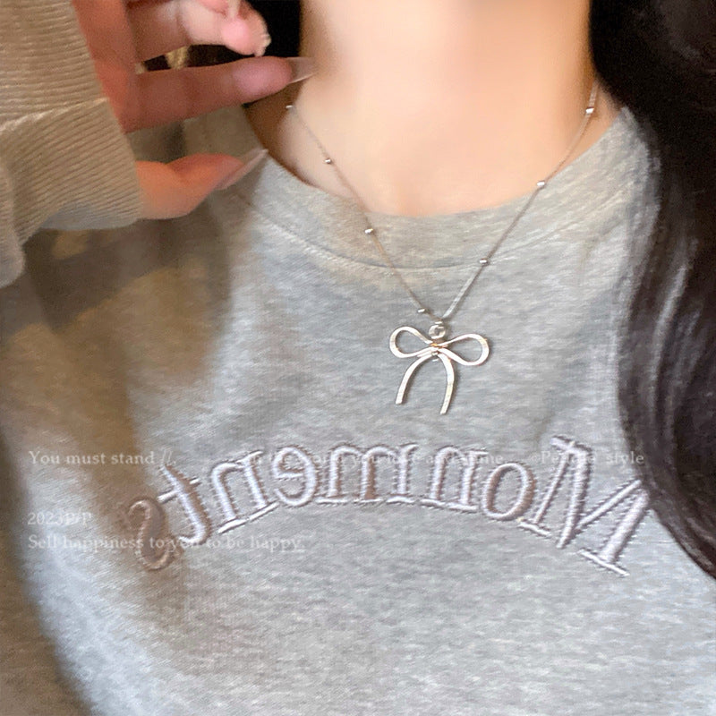 Korean New Pearl Butterfly Necklace Women's High-end Light Luxury Niche Versatile Sweater Chain Autumn and Winter Popular Accessories
