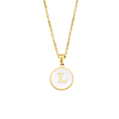 Foreign Trade Hot-selling Ins Wind Simple Alloy, English Letter Necklace Pendant Round Item Pendant 26 Letter Necklace