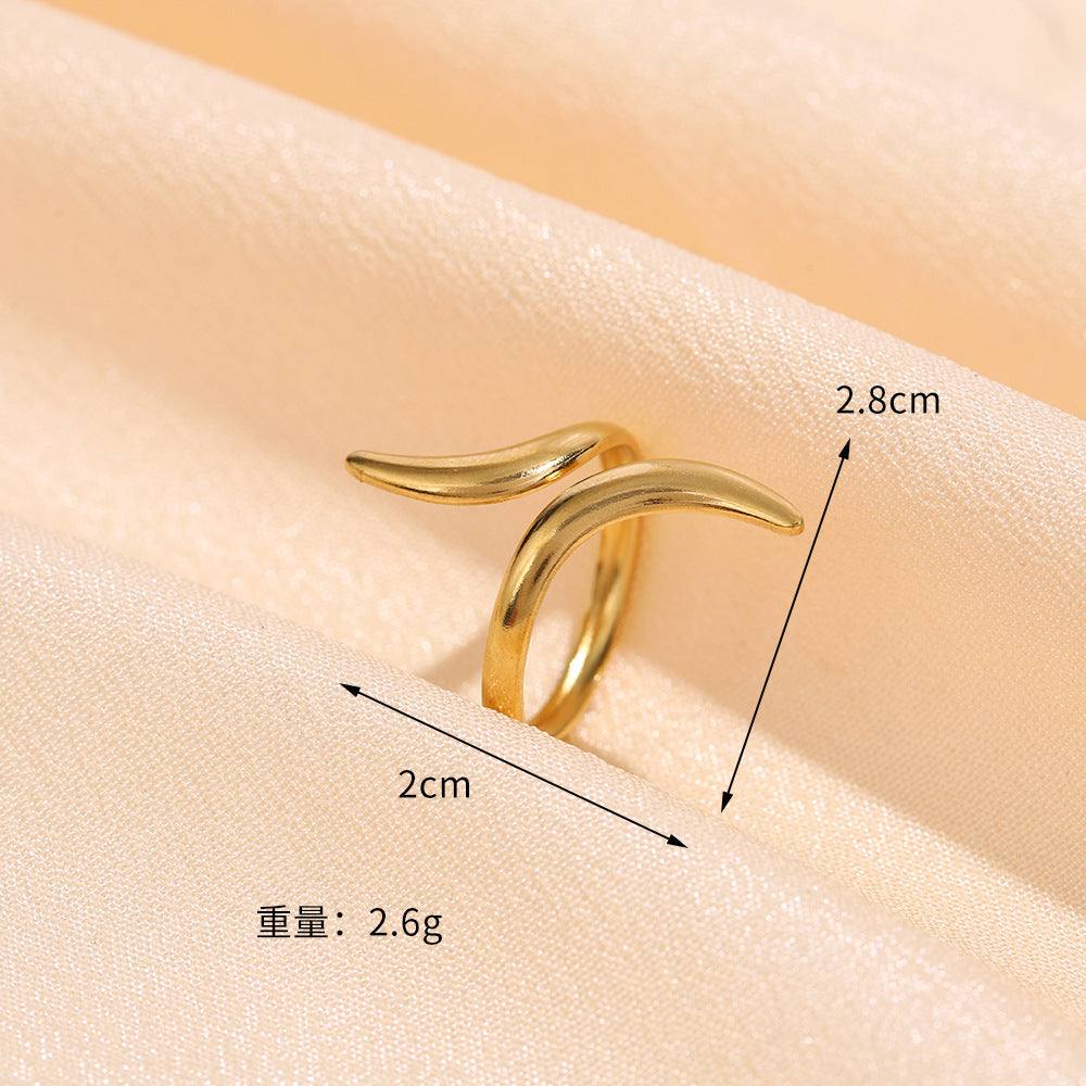 Hot Selling High-grade Stainless Steel Ring Opening Retro Geometric Line Ring Hydraulic Titanium Steel Jewelry Spot