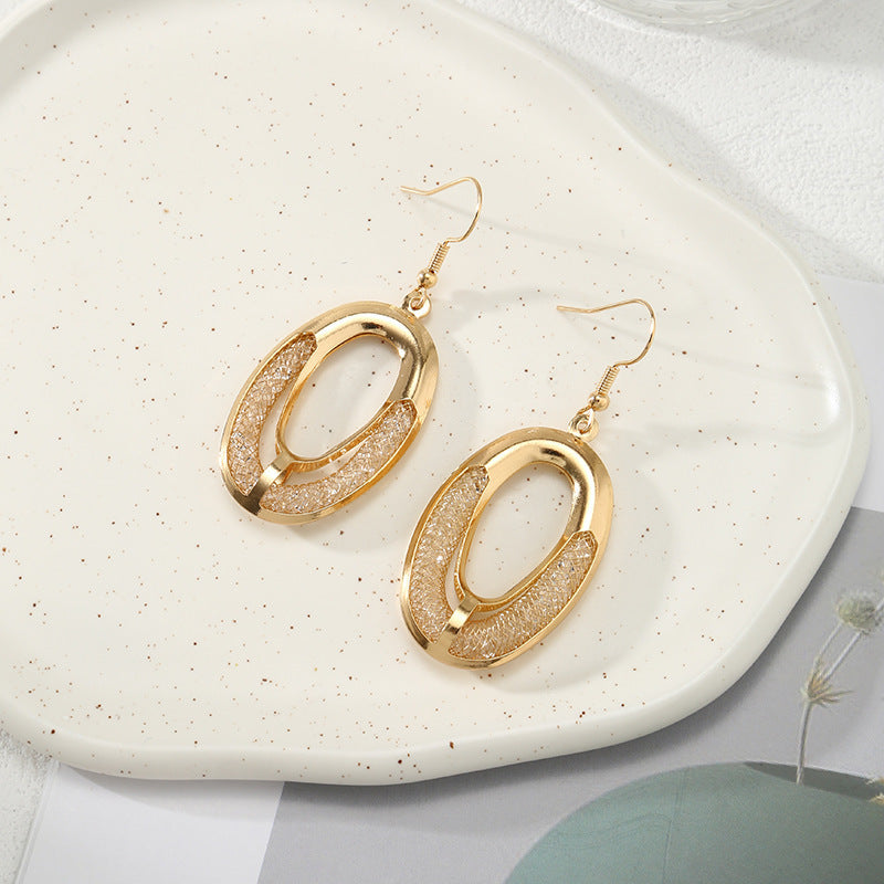 XP17 Exquisite Super Flash Mesh Yarn Zircon Earrings Women's Ins Trendy Light Luxury Niche High-end Design Pendant Stud Earrings