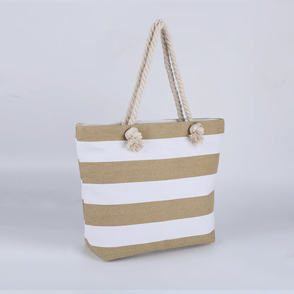 New Cross-border Beach Bag Striped, Foreign Trade Leisure Bag Amazon Armpit Bag Women's Shoulder Bag Women's Canvas Bag