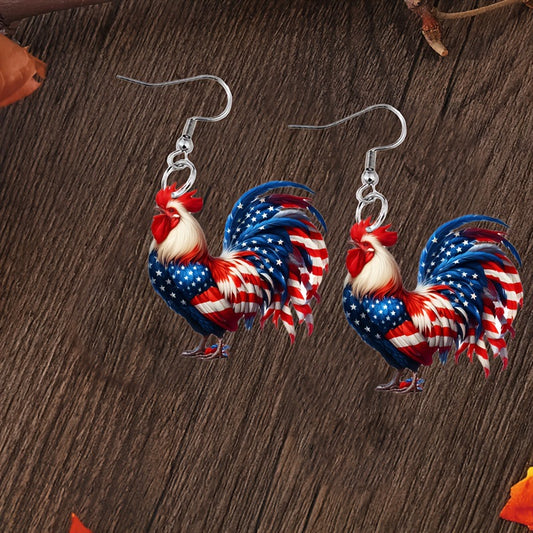 Acrylic Earrings 2025 American Flag Independence Day Flat Party Hot Sale Acrylic Chicken Earrings Earrings