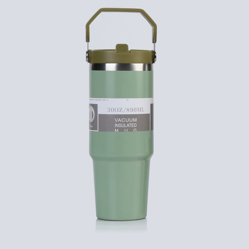 Car Cup 30oz Bingba Cup 304 Stainless Steel Thermos Cup Double Drinking Straw Cup Car Thermal Insulation Cold Cup
