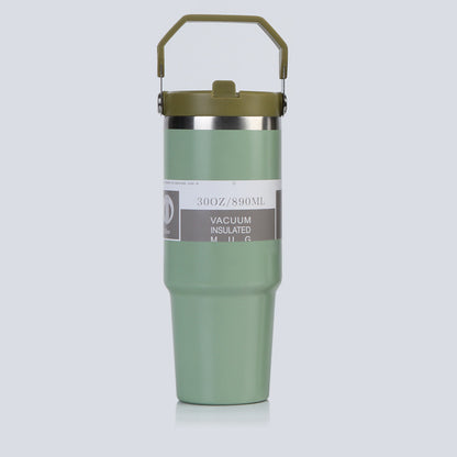 Car Cup 30oz Bingba Cup 304 Stainless Steel Thermos Cup Double Drinking Straw Cup Car Thermal Insulation Cold Cup