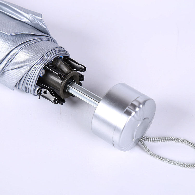Umbrella Special Creative Three-fold Inverted Rod Silver Glue Umbrella Weather and Rain Advertising Umbrella Can Be Customized Logo Folding Umbrella Wholesale
