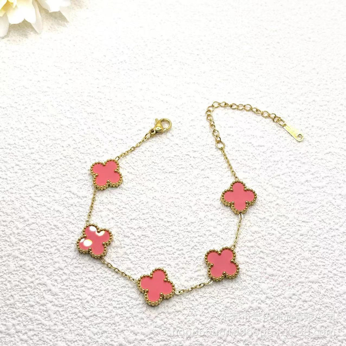 Explosive Lucky Four-leaf Clover Bracelet Titanium Steel Double-sided Fritillary 18K Stainless Steel Korean Version Versatile Factory Direct Sales