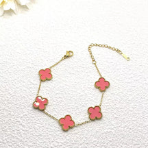 Explosive Lucky Four-leaf Clover Bracelet Titanium Steel Double-sided Fritillary 18K Stainless Steel Korean Version Versatile Factory Direct Sales