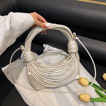 2025 Women's Bag New Cross-border Korean Fashion Knotted Bag Texture Woven Multi-color Popular Messenger Handbag