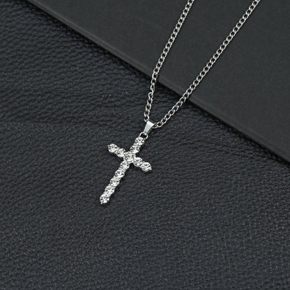 Hip Hop Necklace Jewelry Men's Popular Street Cross Personality Bouncing Alloy Pendant Sweater Chain Wholesale